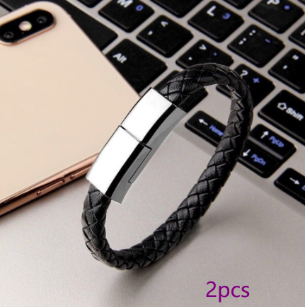 Leather Bracelet x USB Charging Cable / Data Cord
