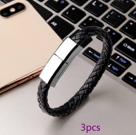 Leather Bracelet x USB Charging Cable / Data Cord