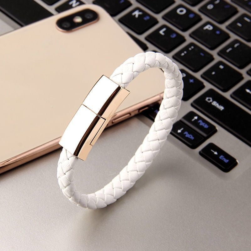 Leather Bracelet x USB Charging Cable / Data Cord