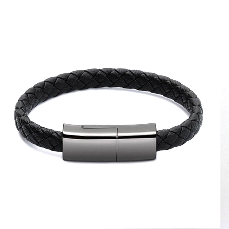 Leather Bracelet x USB Charging Cable / Data Cord