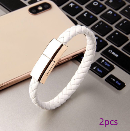Leather Bracelet x USB Charging Cable / Data Cord