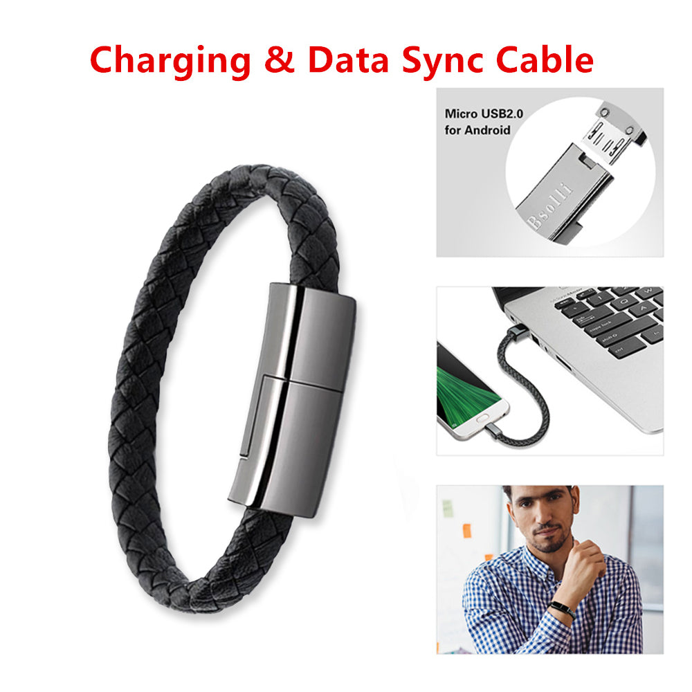 Leather Bracelet x USB Charging Cable / Data Cord