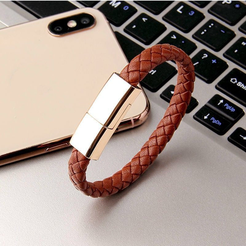 Leather Bracelet x USB Charging Cable / Data Cord