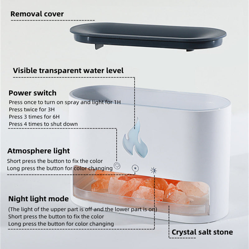 Modern Flame Humidifier Crystal Salt Diffuser Atmosphere Lamp
