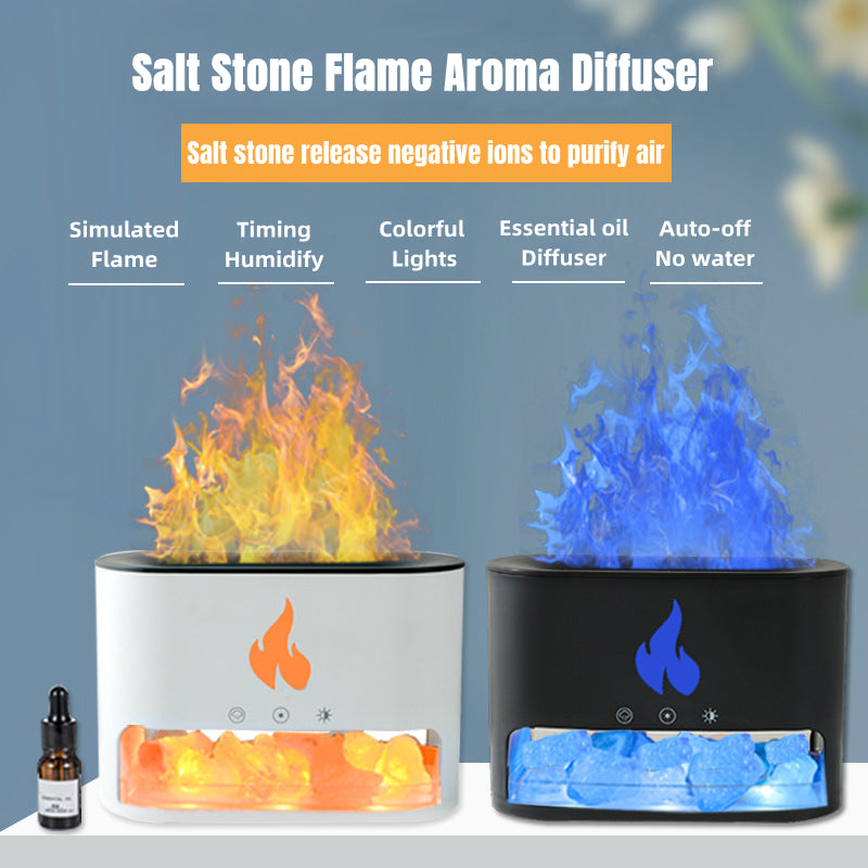 Modern Flame Humidifier Crystal Salt Diffuser Atmosphere Lamp