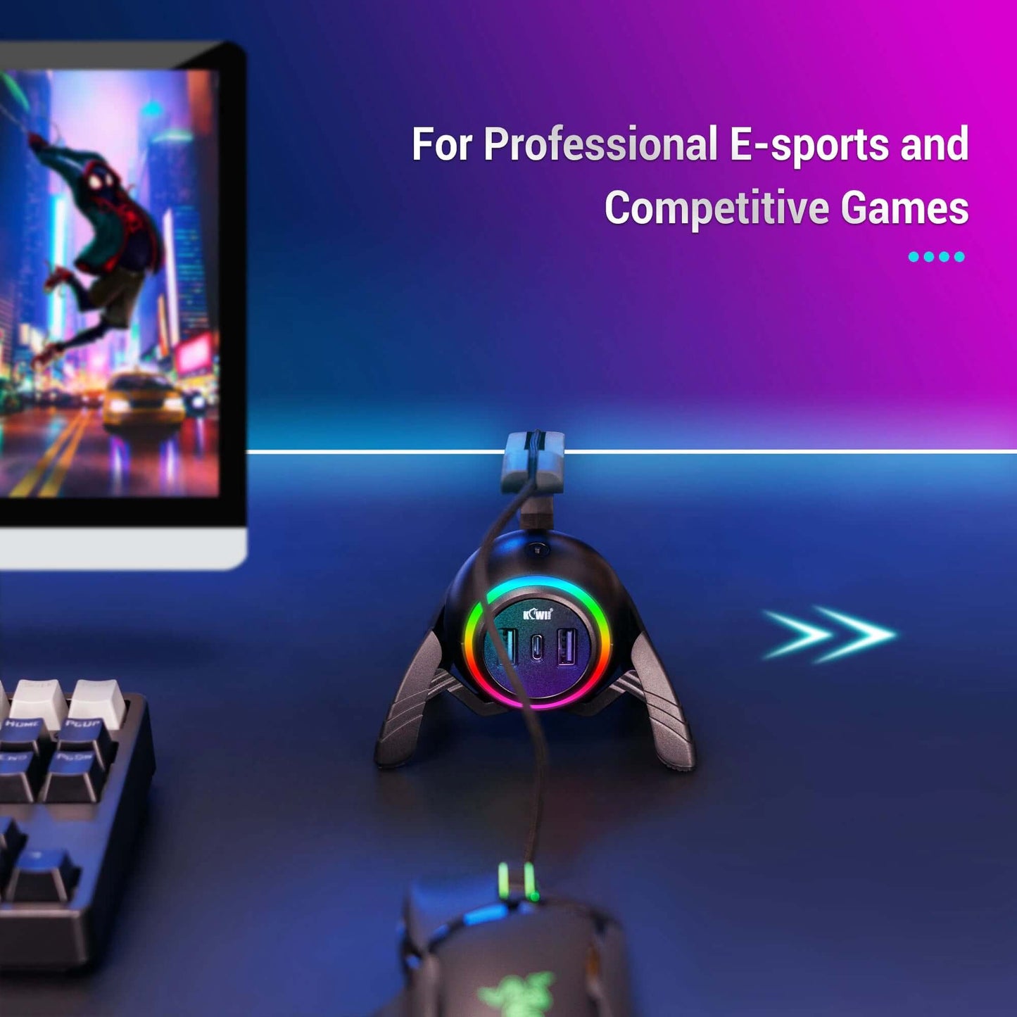 Esports Spider Gaming Mouse Bungee With 2 USB 2.0 port & 1 Type-C port - EGGBOX TECH