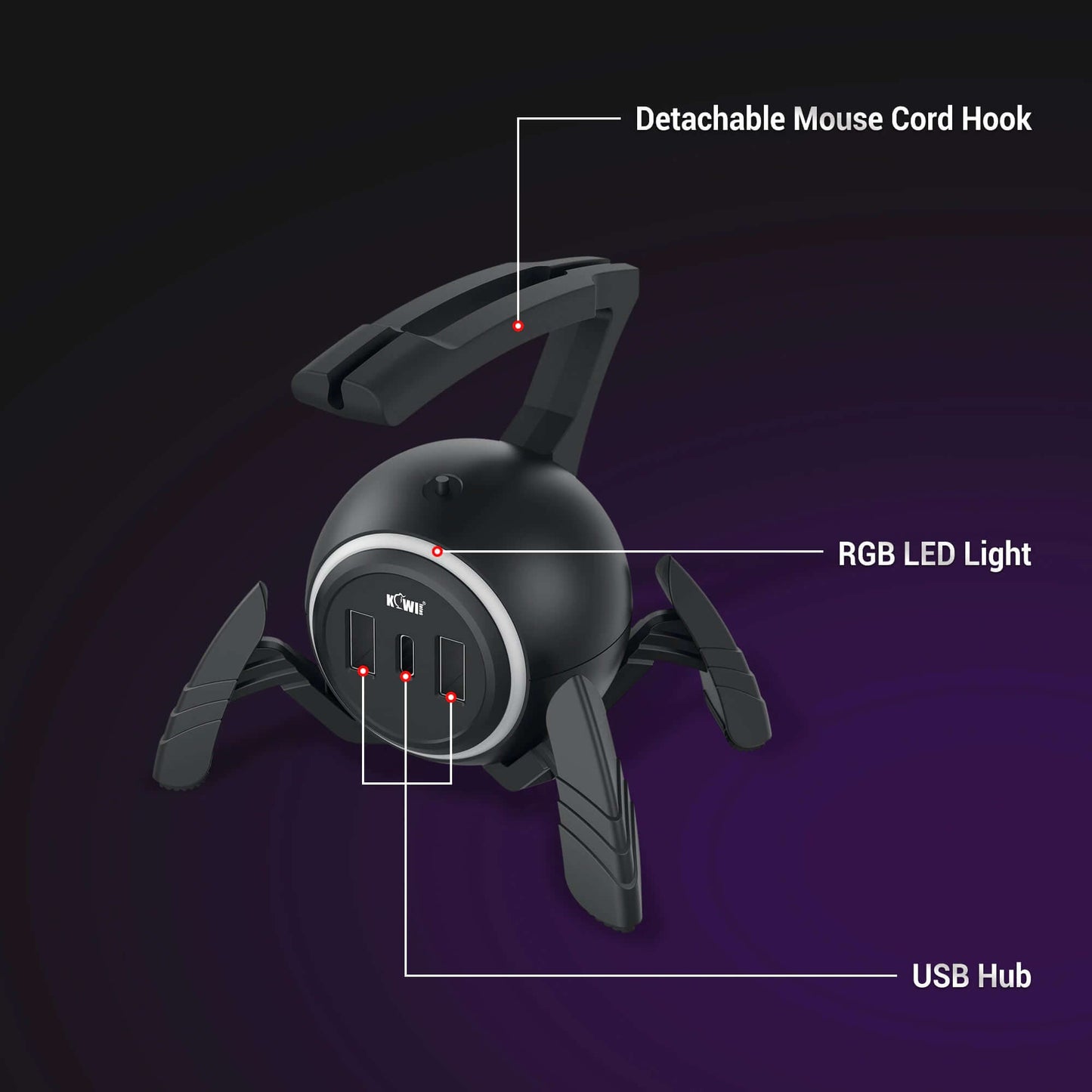 Esports Spider Gaming Mouse Bungee With 2 USB 2.0 port & 1 Type-C port - EGGBOX TECH
