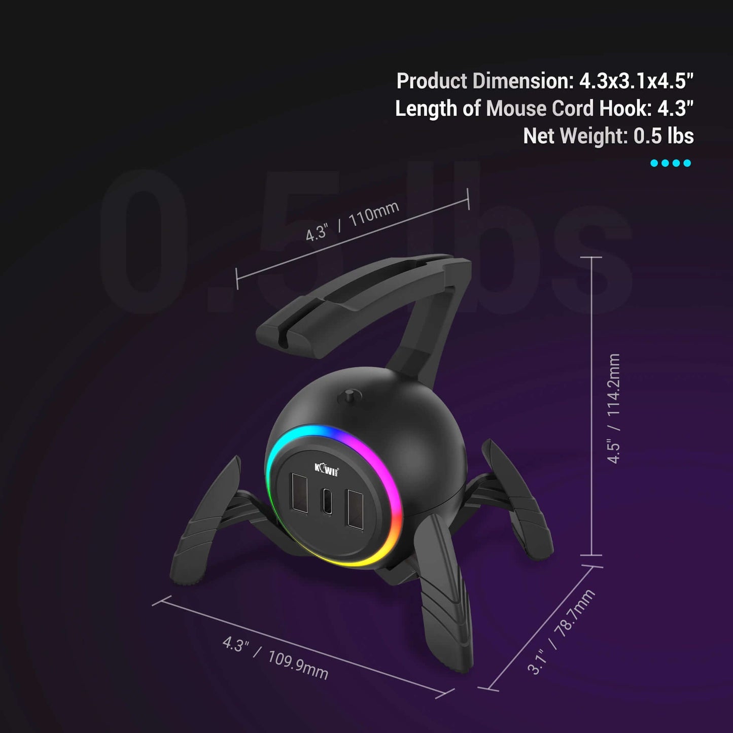 Esports Spider Gaming Mouse Bungee With 2 USB 2.0 port & 1 Type-C port - EGGBOX TECH