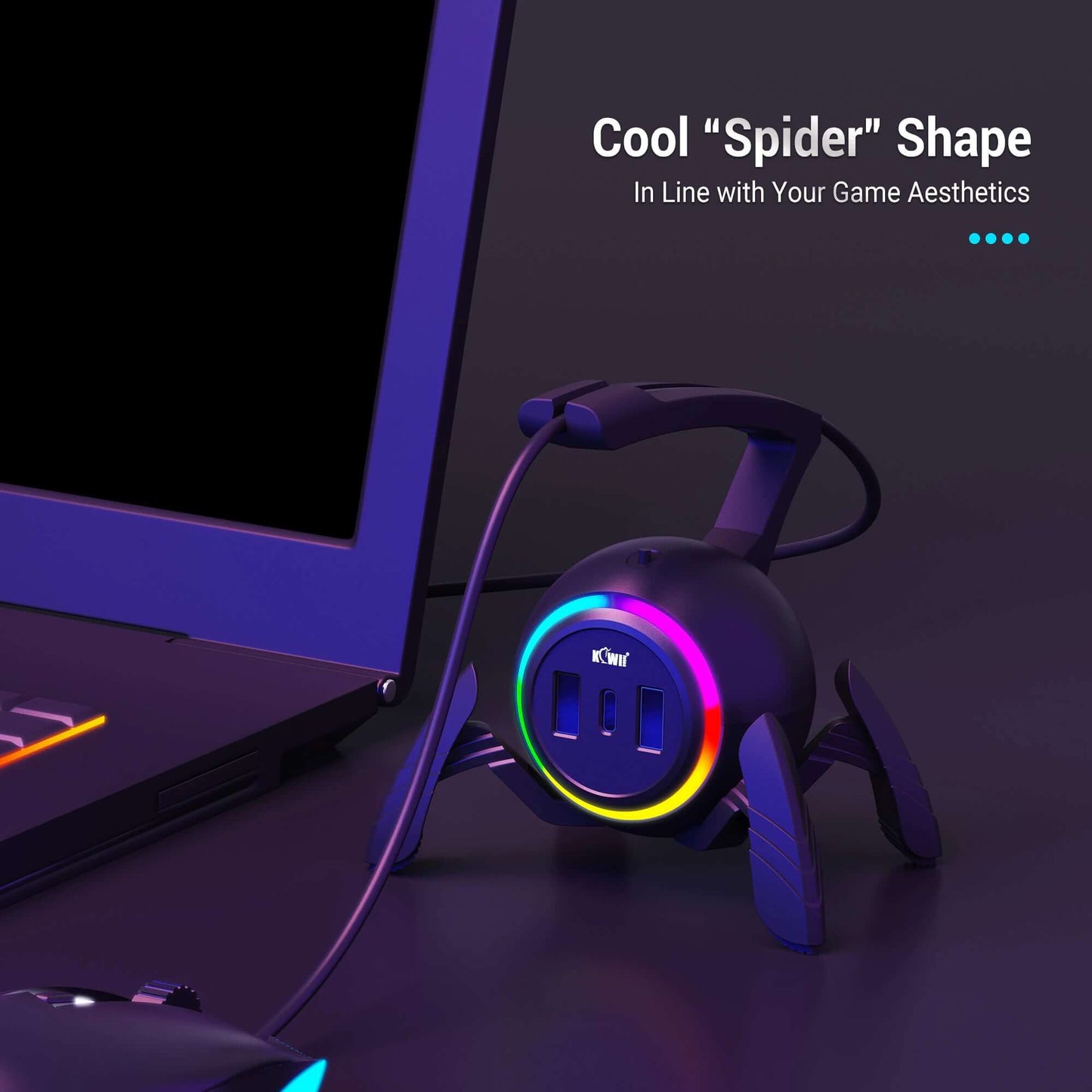 Esports Spider Gaming Mouse Bungee With 2 USB 2.0 port & 1 Type-C port - EGGBOX TECH