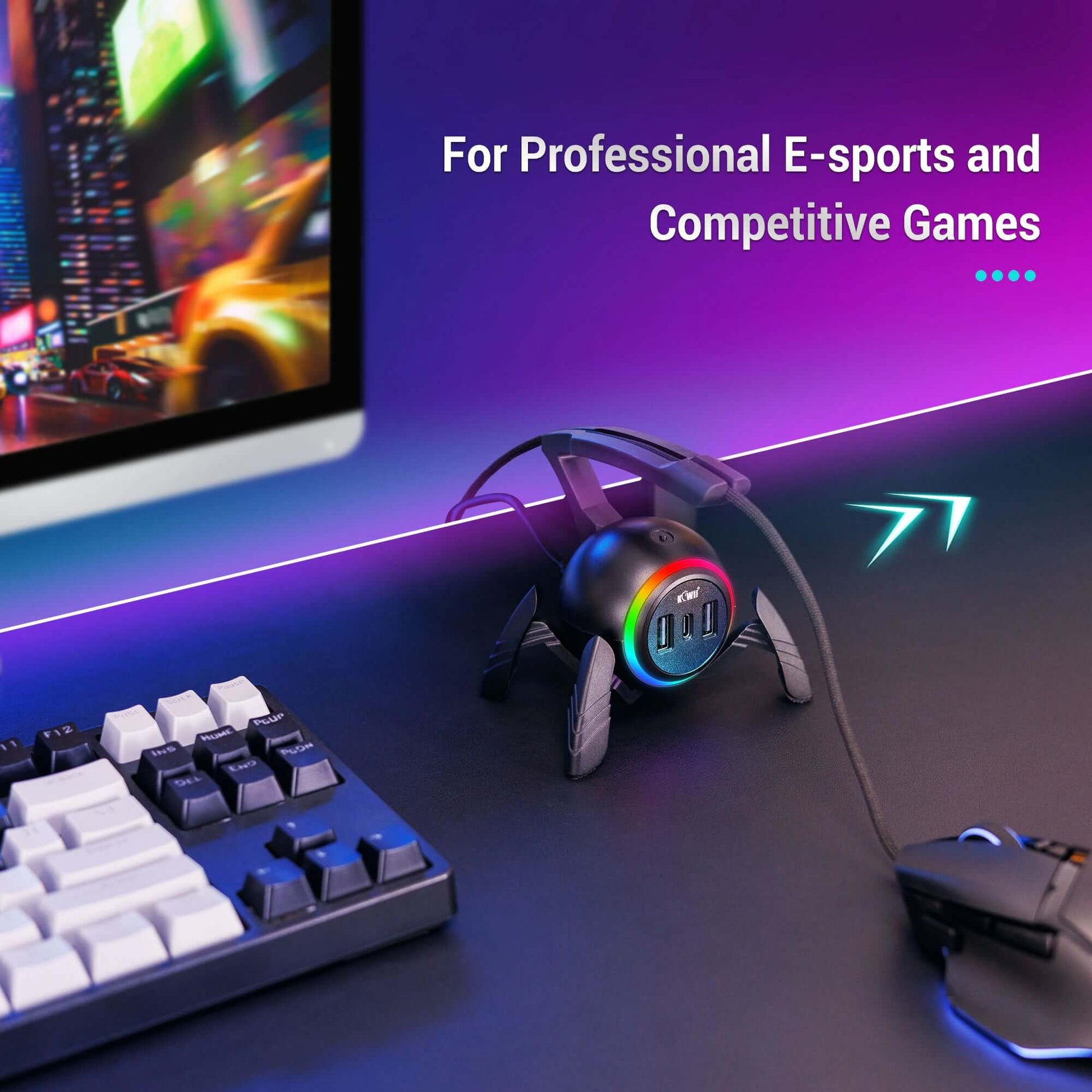 Esports Spider Gaming Mouse Bungee With 2 USB 2.0 port & 1 Type-C port - EGGBOX TECH