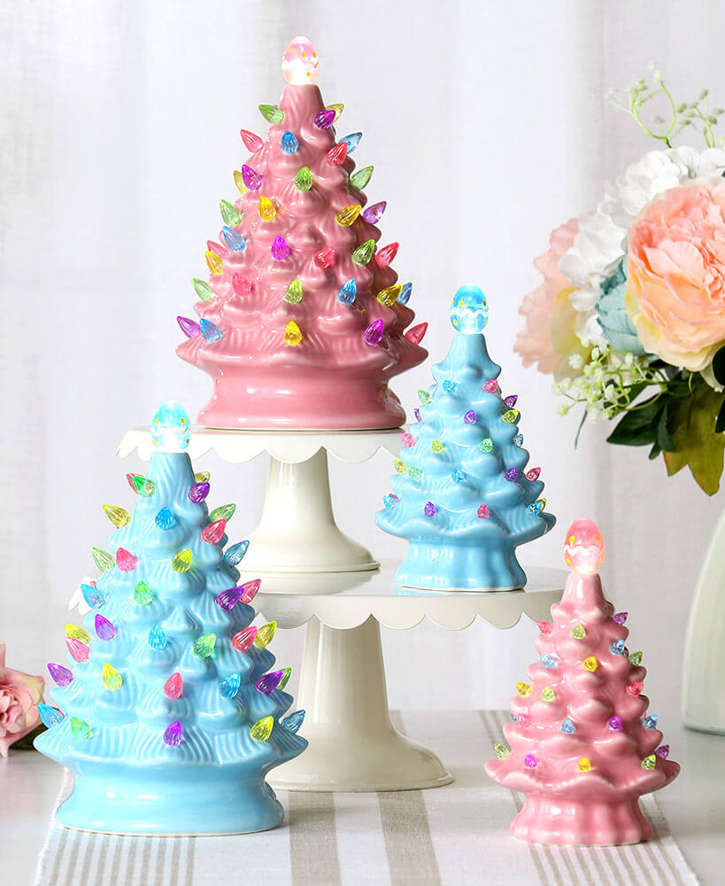 Retro Lighted Ceramic Easter Accents - EGGBOX TECH