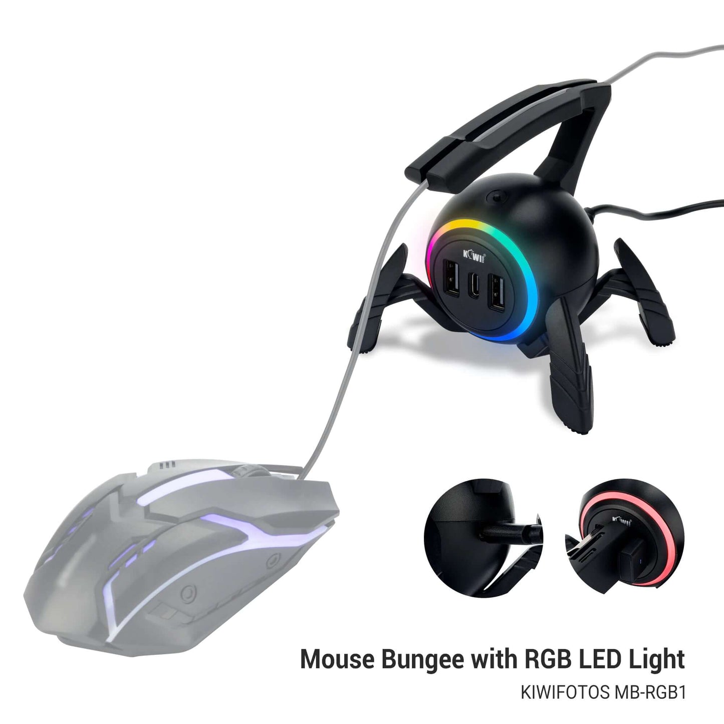 Esports Spider Gaming Mouse Bungee With 2 USB 2.0 port & 1 Type-C port - EGGBOX TECH